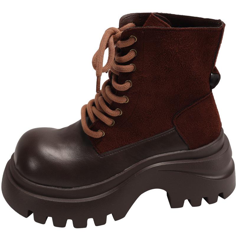 Queen Fan White British Style Thick-soled Martin Boots Women's 2025 New Autumn Small Height Increasing Short Boots