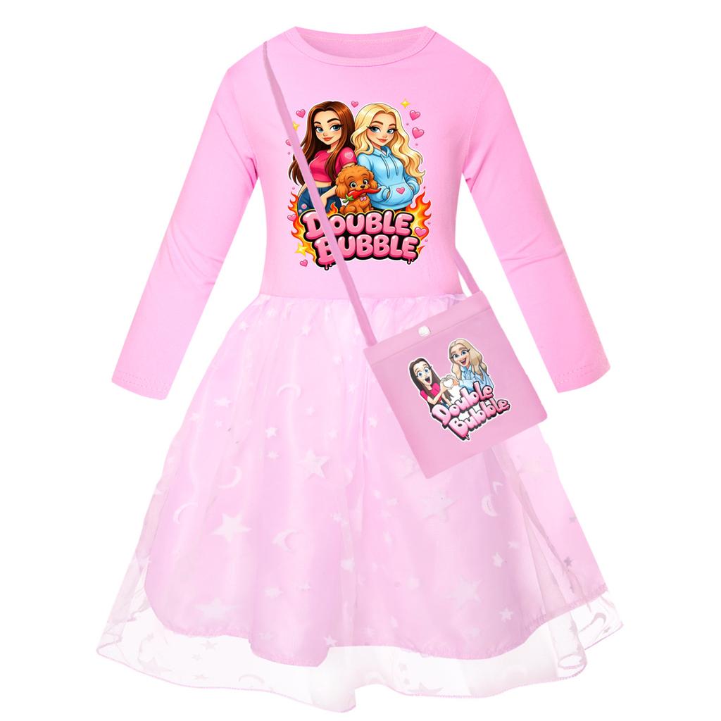 Girls Printed Star Skirt Rainbow Lace Dress 5902