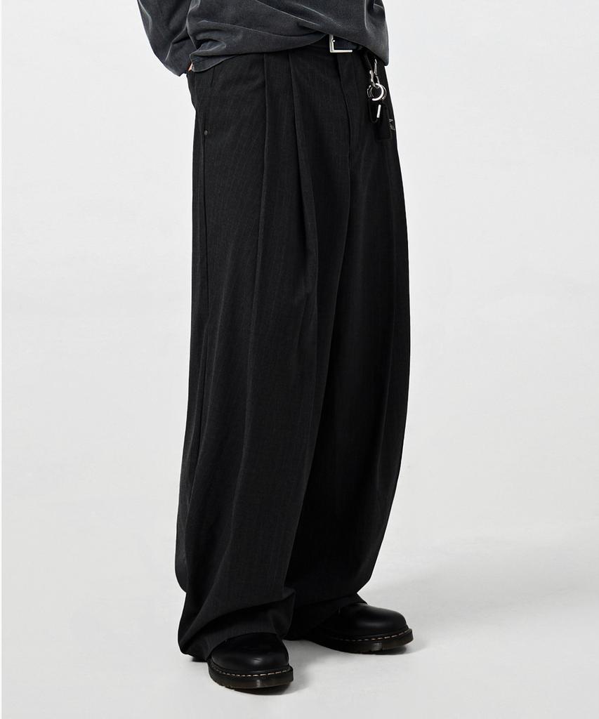 Dimiteulibeullaeg Adjust Double-Pleat Wide Slacks_Black
