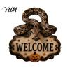 Entrance Door Ornament Halloween Wooden Welcome Sign, Spooky Skull Frog Crow Witch Hanger, Festive Holiday 2D Wall Hanging Sign for Home Party