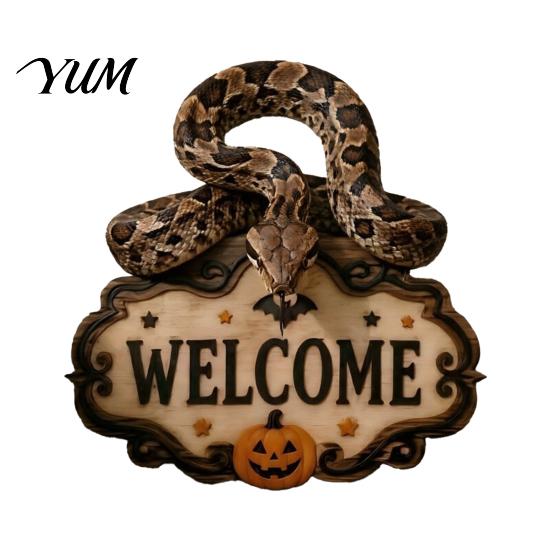 Entrance Door Ornament Halloween Wooden Welcome Sign, Spooky Skull Frog Crow Witch Hanger, Festive Holiday 2D Wall Hanging Sign for Home Party
