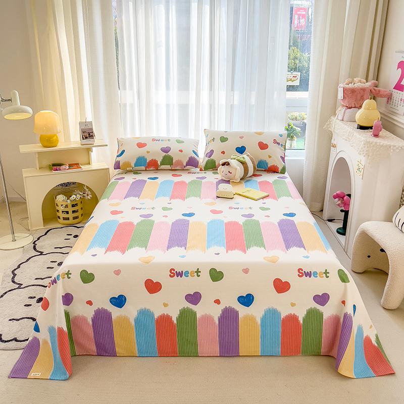 Cute Bear Pattern Bed Sheet Set Cartoon Style 100% Cotton Soft Bed Linen for Kids Boys Girls Bedroom Decoration Bedding Set