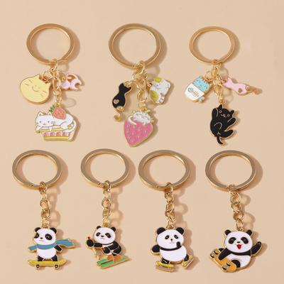 Breloc drăguț emailat cu panda Pandantiv breloc pisică pentru suport chei mașină Accesorii geantă de mână Femei Fete Bijuterii DIY Cadouri