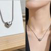 Korean Minimalist Heart-Shaped Clavicle Necklace - Smooth Surface, Light Luxury Design