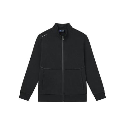Solid Color Zip Collar Long Sleeve Jacket Men Jackets Black F11M342504FBK