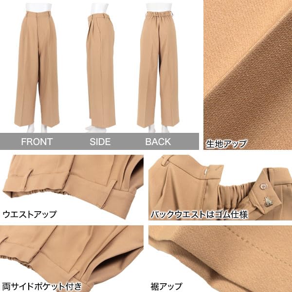 Kobe Lettuce Wide Leg Straight Leg Long Neat Style M Petite Charcoal Two-pleat Pants, Pants, Pants, [M4131]