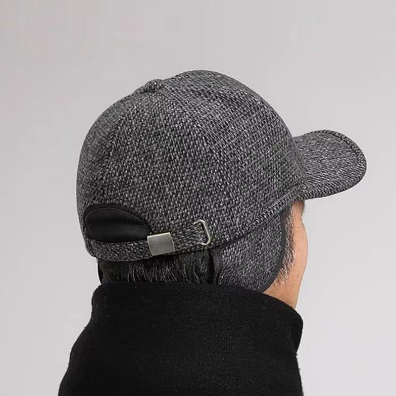 Autumn and Winter Warm Autumn and Winter Men's Outdoor Cold-proof Ear Protection Baseball Cap Casual Plus Velvet Thickened Baseball Hat Dad