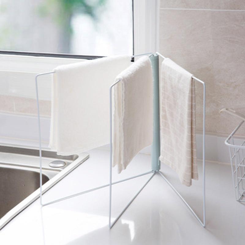 1PCS Three Towel Bar Rack Metal Foldable Towel Clothing Rag Shelf Kitchen Sink Desktop Towel Sponge