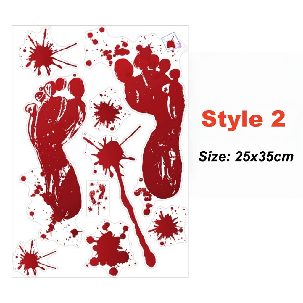 Halloween Wall Doors Windows Stickers Blood Handprint Footprint Skull Pattern Halloween Party Scene Decor Supplies Horror Props
