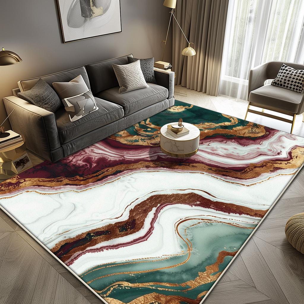 Luxury Marble Large Rugs for Living Room Decoration Sofa Black Gold Abstract Carpet Lounge Coffee Tables Soft Floor Mat Non-slip
