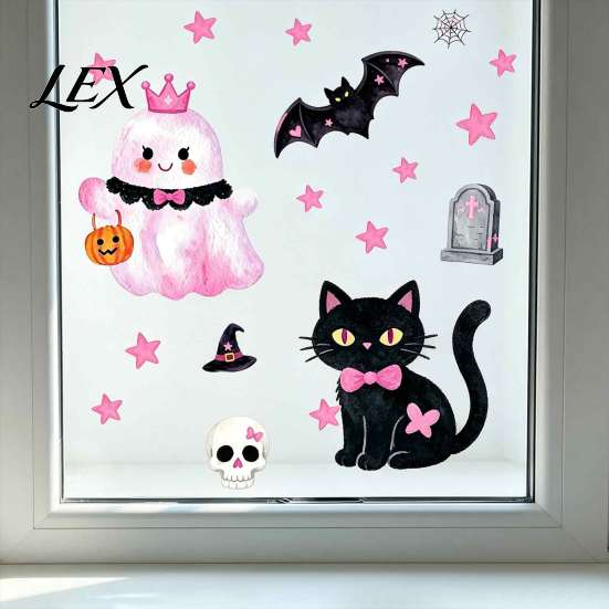 Easy Apply Window Clings 2 Sheets Halloween Cartoon Ghost Cling, Spooky Decorative Seasonal Glass Stickers Sticker, Waterproof Static Decal