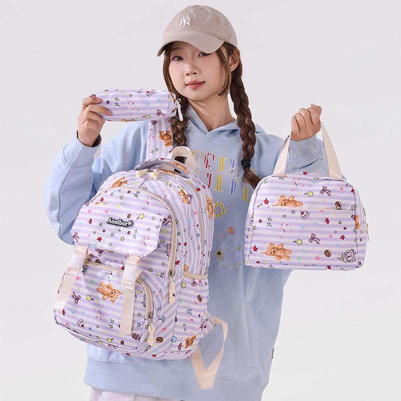 Three-piece Backpack Student Schoolbag Junior High School Women's Large-capacity Backpack