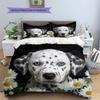 Flowers and dogs Pattern Bedding Quilt Set Quilt Cover Pillowcase Home Decoration Birthday Gift (1 * duvet cover + 2 * pillowcase, without core)