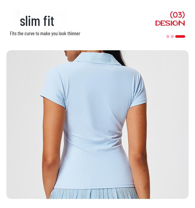 Cai Jue Women's Quick-Dry Polo Shirt - Short Sleeve, Cool Turn-Down Collar for Sports, Badminton, Tennis