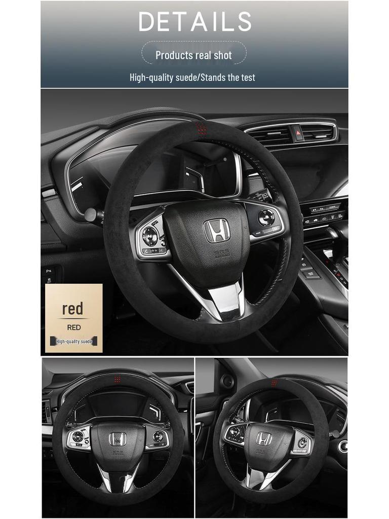 Pokrowiec na kierownicę ze zamszu na każdą porę roku: Ciepłe, Oddychające, Chłonące pot, Komfort.