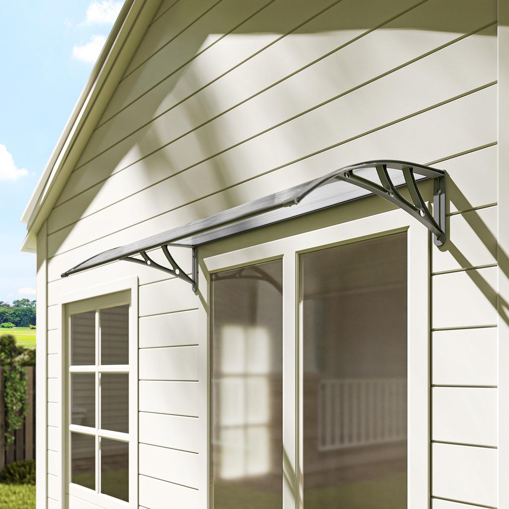 Front Door Canopy, Outdoor Awning, Rain Shelter, 110 X 60cm, Grey