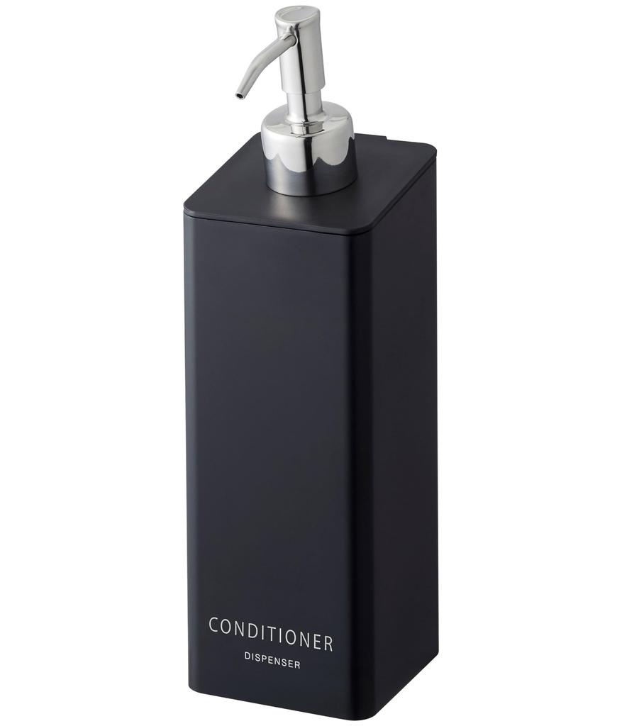 Yamazaki Magnetic Dispenser W7 x D9 x Tower Pump Dispenser 4261 Two-Way Conditioner, Black, Approx. H24cm, Series, Bottle,