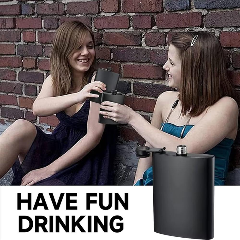 Edelstahl Taschenflasche Flache Whiskyflasche Trinkgeschirr Schwarzer Taschenflakon Camping