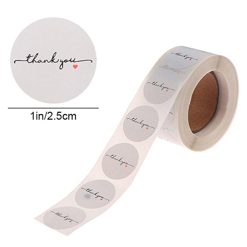 500 Stück/Rolle, rund, weißes Papier, Etikettenaufkleber, Dankeschön-Aufkleber, Sammelalbum, 2,5 cm
