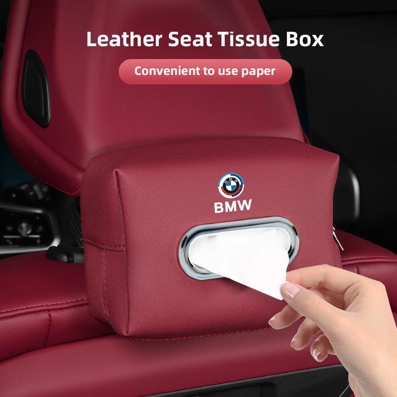 Car Tissue Box Holder Leather Car Armrest Napkin Case Sun Visor Backseat Bag For BMW E46 E87 E91 X5 E70 F11 E30 E90 F20 G20 G30 SK0