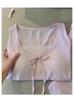 Women's Blue Sleeveless Pajama Shorts Set with Chest Pads, Summer Korean Style, Fresh Girly Design, Perfect for Home or Outdoors.