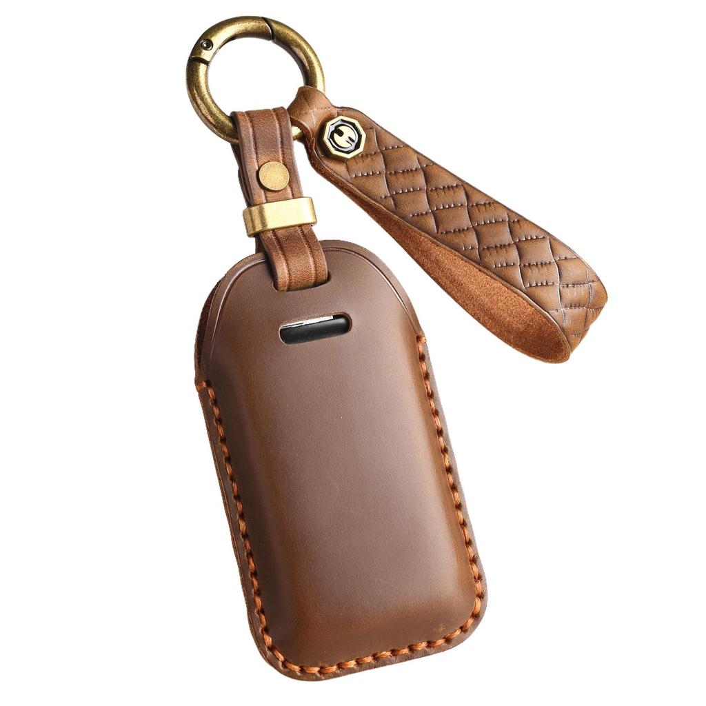 Vintage-Style Genuine Leather Key Cover for Old Volvo
