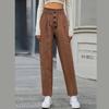 Hnědé manšestrové kalhoty dámské kalhoty s vysokým pasem kalhoty po celé délce rovné kalhoty univerzální jednobarevné streetwear sametové kalhoty