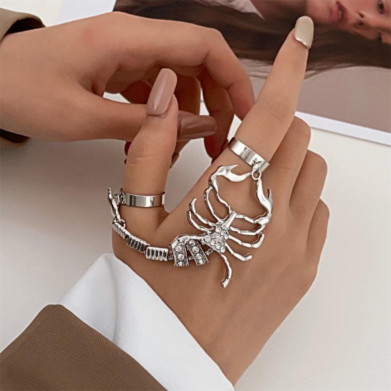 Hip-Hop Rock Skorpion Kette Verstellbare Punk Ringe Für Frauen Neu Gotisch Gold Farbe Party Urlaub Schmuck Zubehör resizable brown
