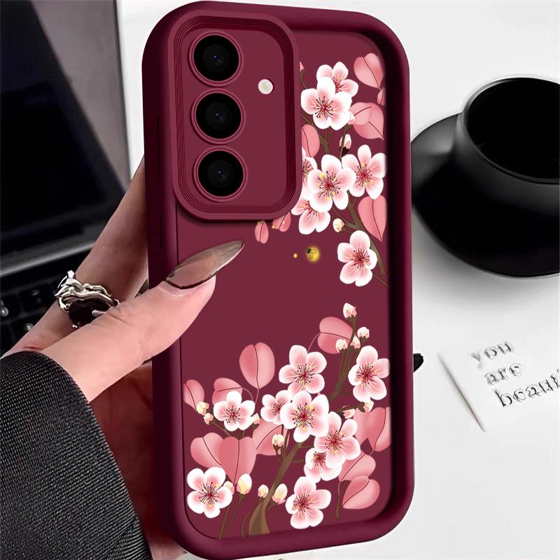 Pink Peach Blossom Soft Case For Samsung Galaxy A16 A15 A56 A55 A54 A25 A35 A53 5G S24 S25 S23 S22 Ultra Plus S24 FE Phone Cover