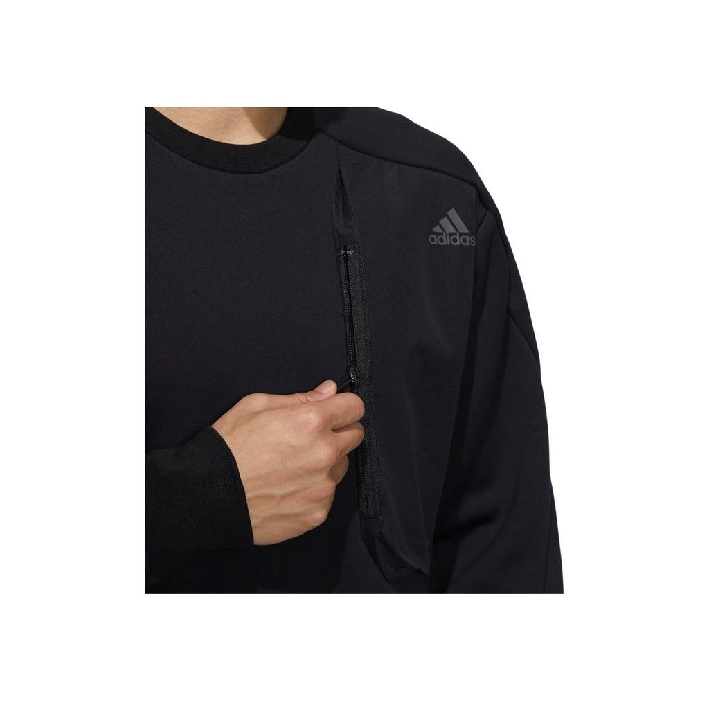 Adidas Loose Fit Sports Pullover Sweatshirt With Zip Pockets Men Tops Black H39295