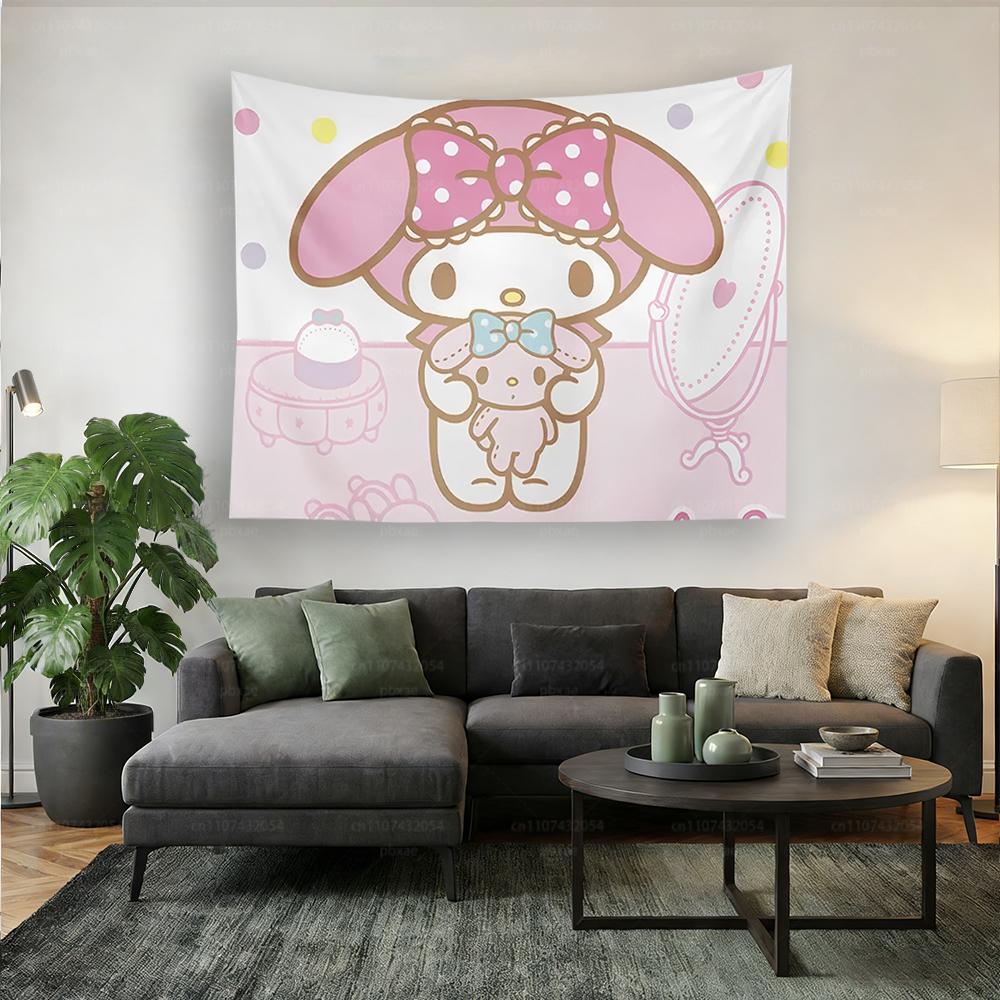 Sanrio Characters Wall Tapestry Kuromi Wall Hanging Anime Nursery Decor Wall Room Art Decor Cinnamoroll Wall Tapestr