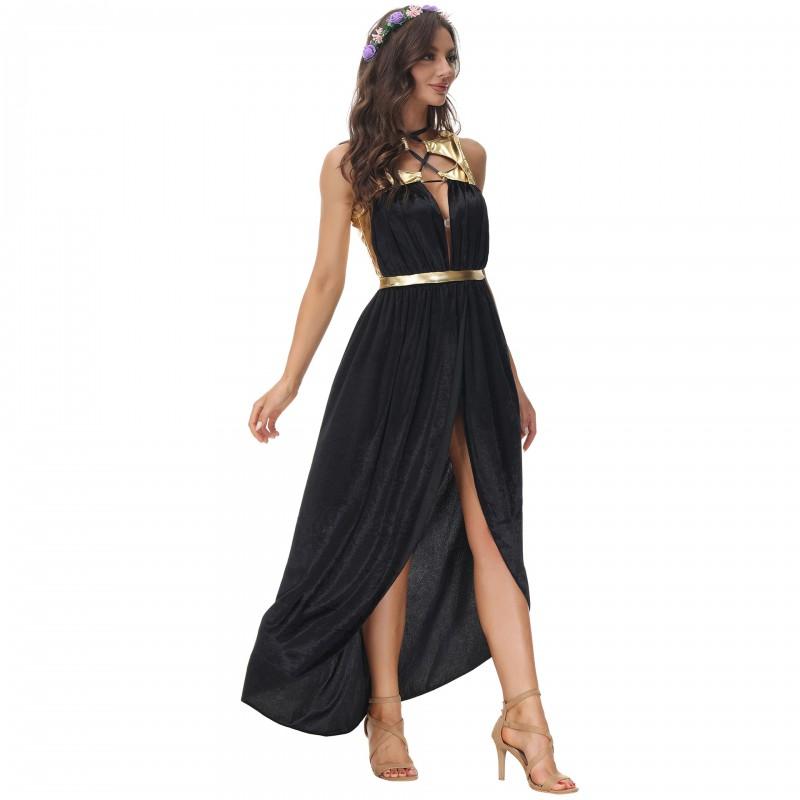 Halloween Greek Goddess Dress Ancient Mythology Robe Cleopatra Costume Party Stage Performance Cosplay Womens Fancy