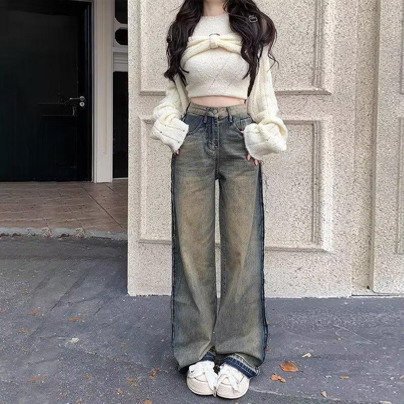 Women's Plus Size High Waist Wide Leg Distressed Jeans - Autumn Fashion