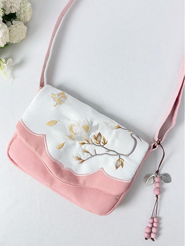 Canvas-Umhängetasche im antiken Stil mit Quasten - Handytasche mit großem Fassungsvermögen