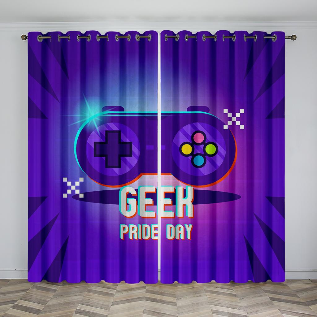 3D Technology Digital Print Shading Curtains Cool Gamepad Bedroom Living Room Decorative Curtains To Draw Production 2pcs