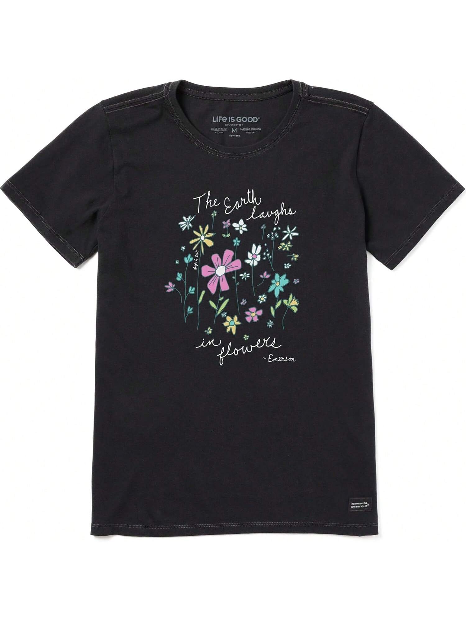 Wounisex s Crusher Tee, Short Sleeve Cotton Graphic T-Shirts, Earth Laughs In Wildflowers S разноцветный
