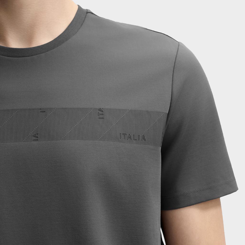 Fila Blue Series Einfaches Lässiges Alltags-Vielseitiges Gestricktes Kurzarm-T-Shirt Herren Oberteile Carbon-Nebelgrau F11M512101FCC