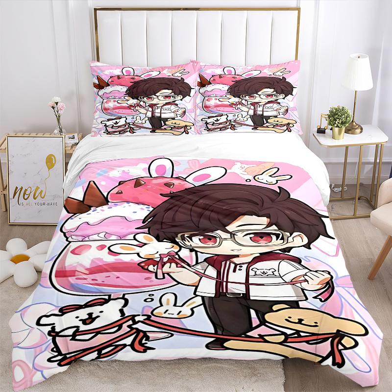 3pcs Anime Cartoon Design Comforter Set with One Quilt Cover and Two Pillowcases (No Core) - Festive Gift for Bedroom and Guest Room Decoration, Polye