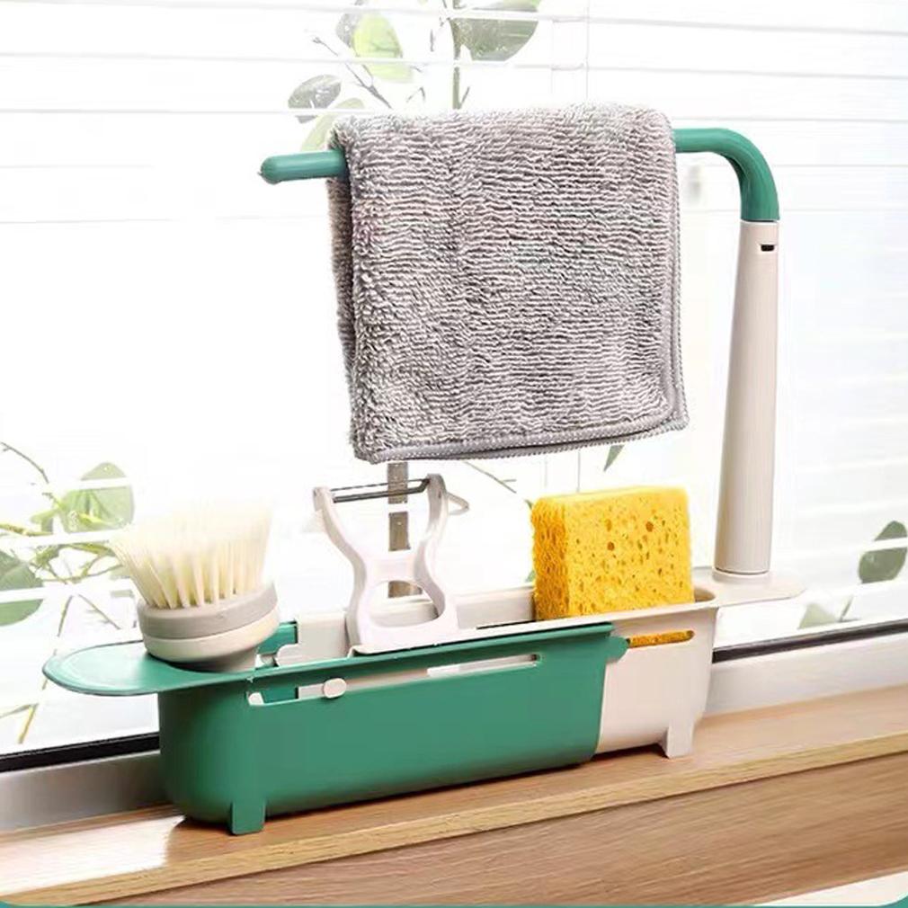 💰Kjøp Kitchen Telescopic Sink Shelf Drainer Rack Kitchen Sinks