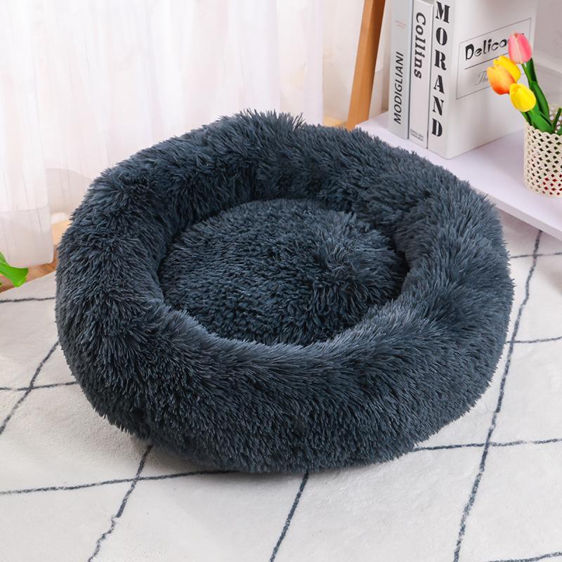 Round Pet Bed for Large Dog Bed Donut Long Plush Cat Bed for Medium Dog House Winter Warm Sleeping Pet Kennel Removable Dog Sofa