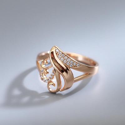 Elegante geometrische weiße Zirkonringe für Frauen, roségoldene Farbe, täglicher Schmuck