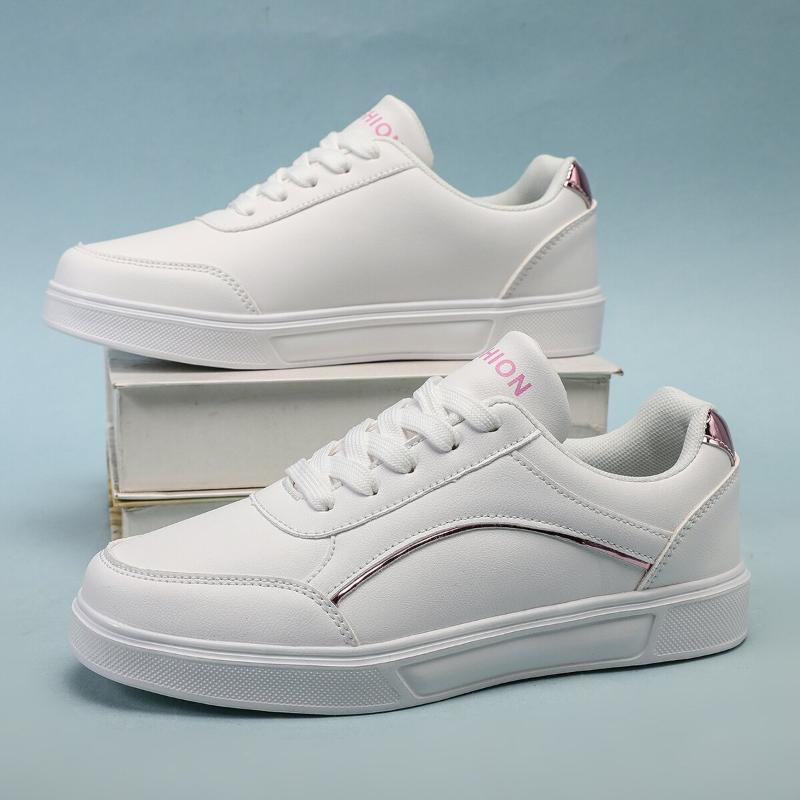 Fashion New Versatile And Popular Spring Student White Shoes For Women In Summer Sports Flat-Soled Casual Thick-Soled High-Rise Shoes