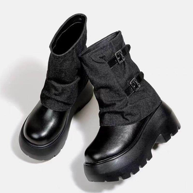 

Модные женские ботильоны на платформе, массивные, джинсовые, дизайнерские, 2025, зимний новый тренд, гладиаторские ботинки, женские ботинки, zapatos 42