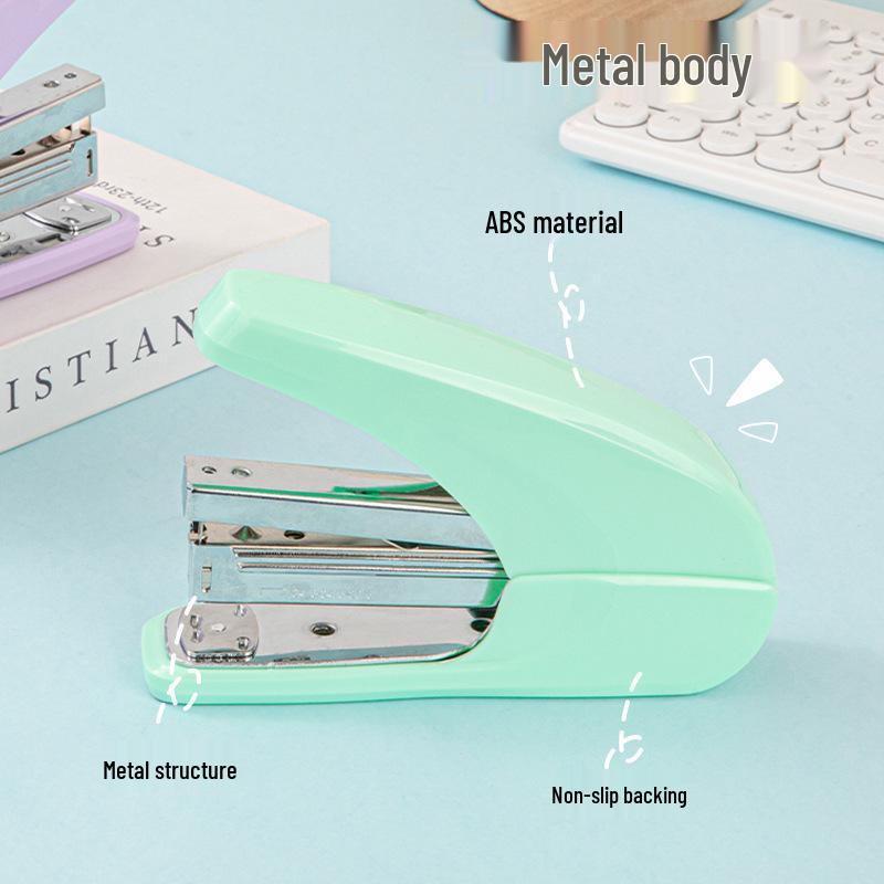 Medium-Size Effort-Saving Mini No. 10 Stapler, Macaron Color, Binds 20 Pages, Suitable for 24/6 Staples.