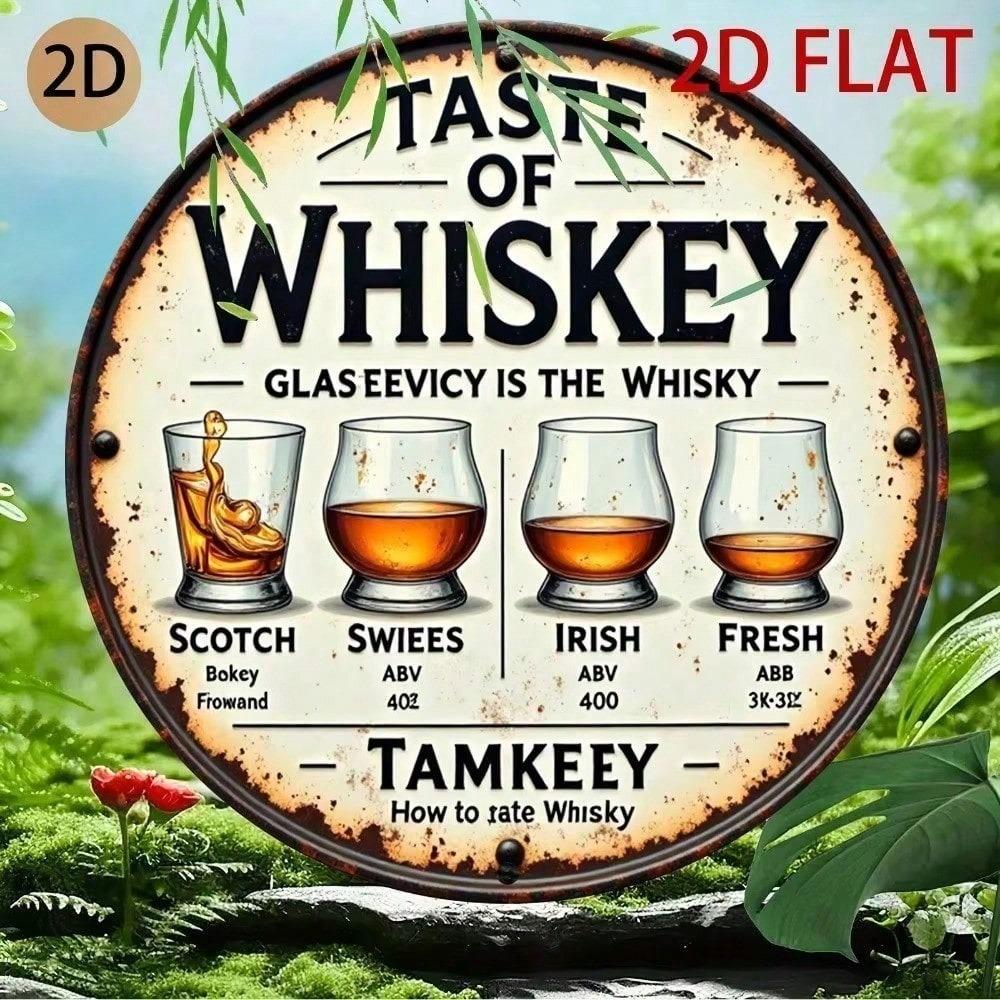 Retro Metal Bar Sign Vintage Tin Plaque Round Wall Art Home Pub Decor Man Cave Funny Whiskey Cocktail Design