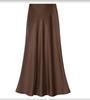 Elegant Satin Fishtail Midi Skirt - Women's High-Waist Silhouette for Summer