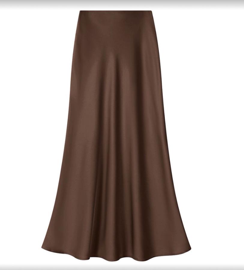 Elegant Satin Fishtail Midi Skirt - Women's High-Waist Silhouette for Summer