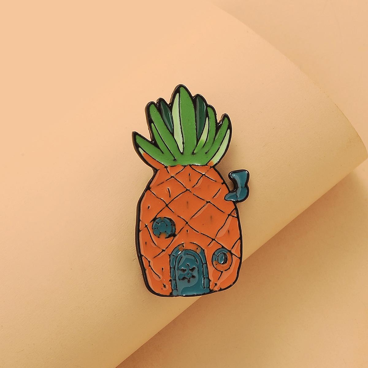Trendy Enamel Pineapple Brooch - European  American Fashion Jewelry Simple сплава