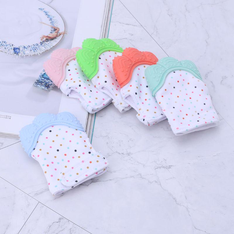 Baby Teether Gloves Squeaky Grind Teeth Teething Newborn Bite Chew Sound Toys Adjustable Mitten