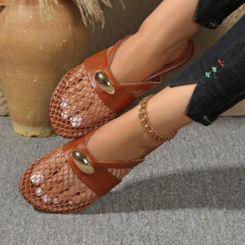 New Mary Jane Mesh Yarn Breathable Bag Head Mesh Yarn Breathable Flat Bottom Fishing Net Shoes Bag Head Half Drag